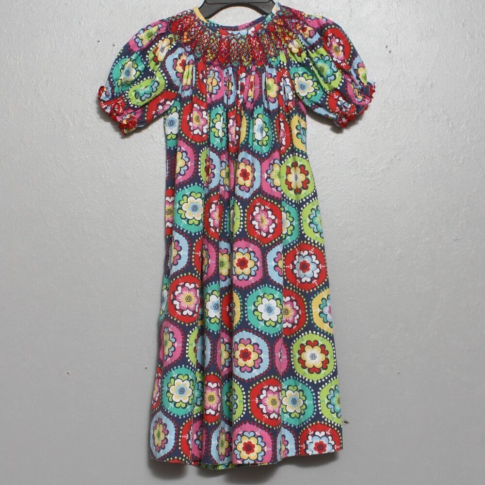 Southern tots smocked granny square multi color dress